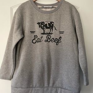 MISSLOOK Gray Eat Beef Sweatshirt